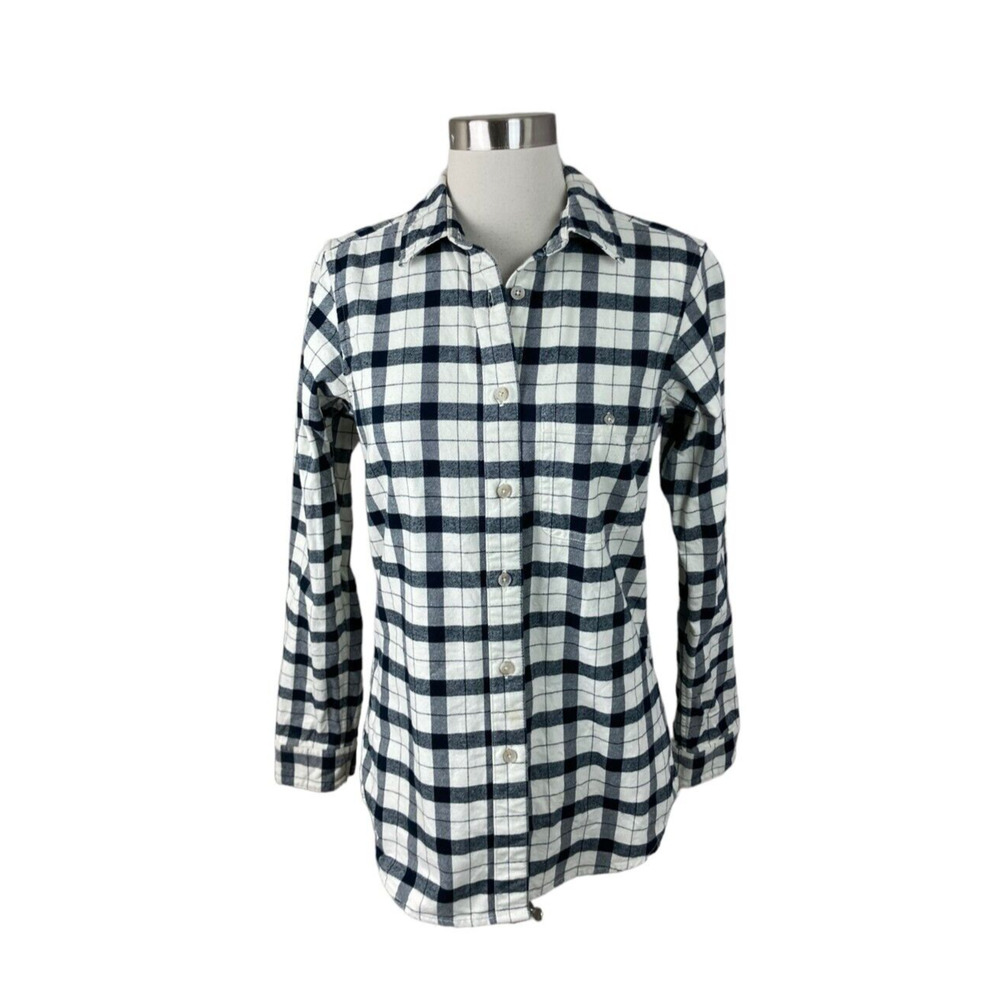 Filson Black Cream Plaid Flannel Long Sleeve Button Front Shirt Size S